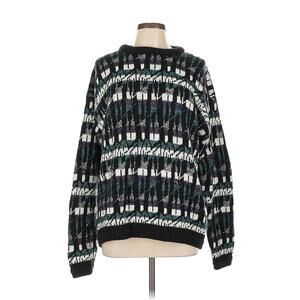 VTG Expressions International Abstract Pattern Striped Sweater 3D Coogi Style L